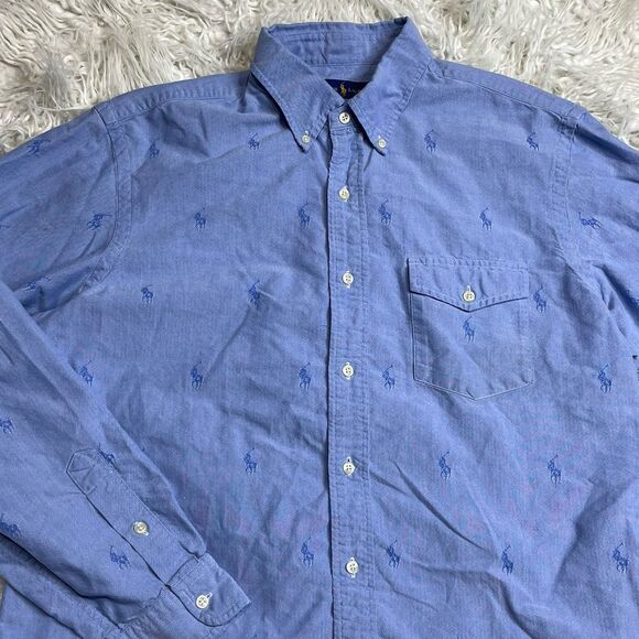 Polo Ralph Lauren Button Long Sleeve Shirt Monogram Embroidered Pony Men’s XL - Picture 5 of 5